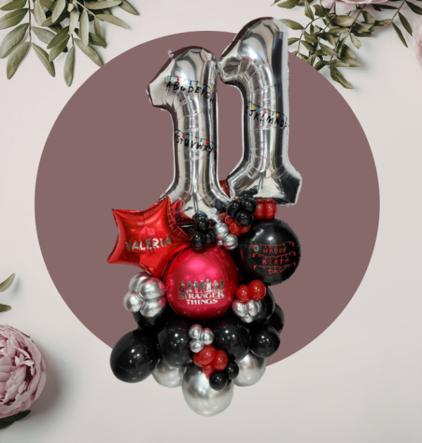 Bouquet de Globos Cumpleaños con Números Estilo Moderno