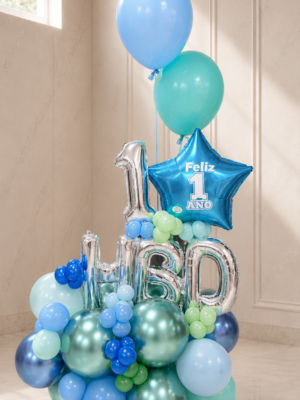 Bouquet de Globos de Color Azulado
