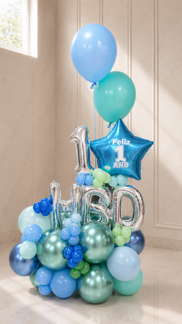Bouquet de Globos de Color Azulado