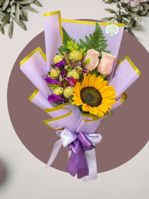 Ramo de Girasol con Chocolates y Rosas