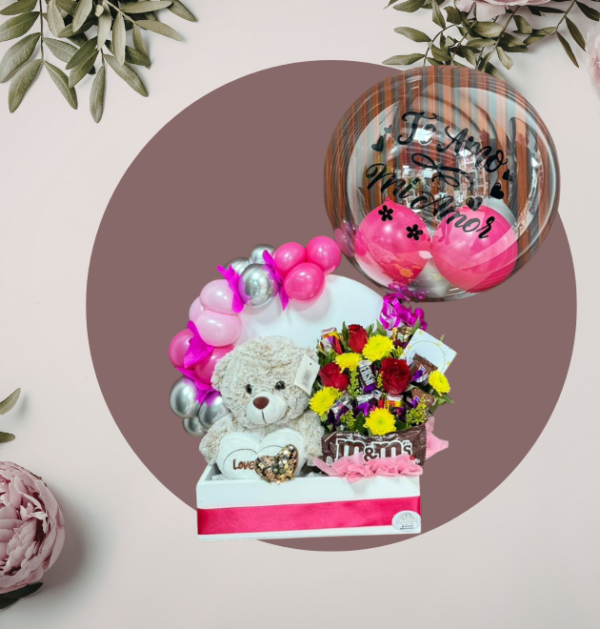 Caja Sorpresa Romántica con Peluche y Globo