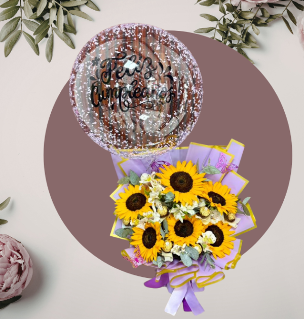 Bouquet de Girasoles con Globo