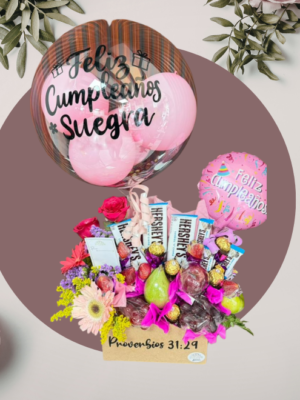 Caja de Frutas, Flores y Chocolates