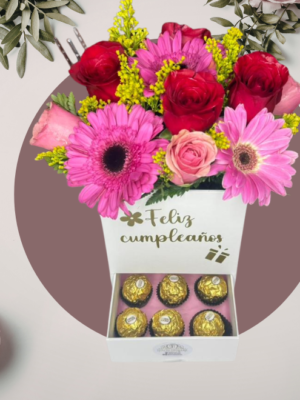 Caja Floral con Chocolates