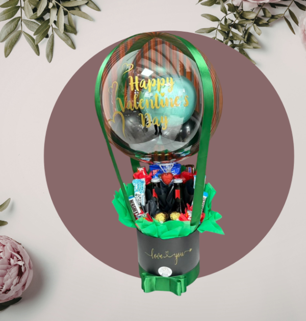 Arreglo Premium con Globo Burbuja y Dulces