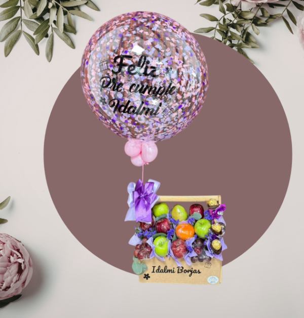 Caja de Frutas con Globo Burbuja