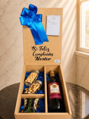 Caja de Regalo con Vino y Snacks