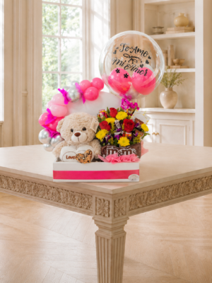 Caja Sorpresa Romántica con Peluche y Globo