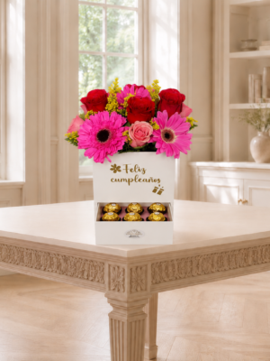 Caja Floral con Chocolates