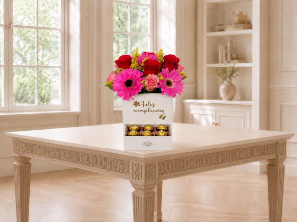 Caja Floral con Chocolates