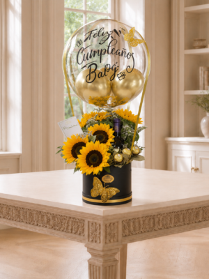 Arreglo de Girasoles con Globo y Detalles Premium