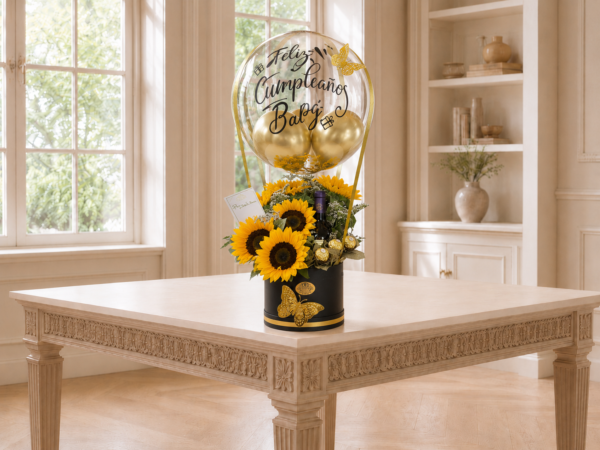 Arreglo de Girasoles con Globo y Detalles Premium