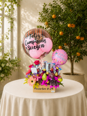 Caja de Frutas, Flores y Chocolates