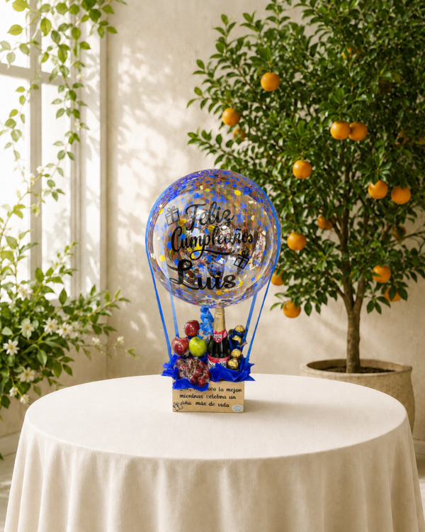 Arreglo de Frutas con Globo Burbuja