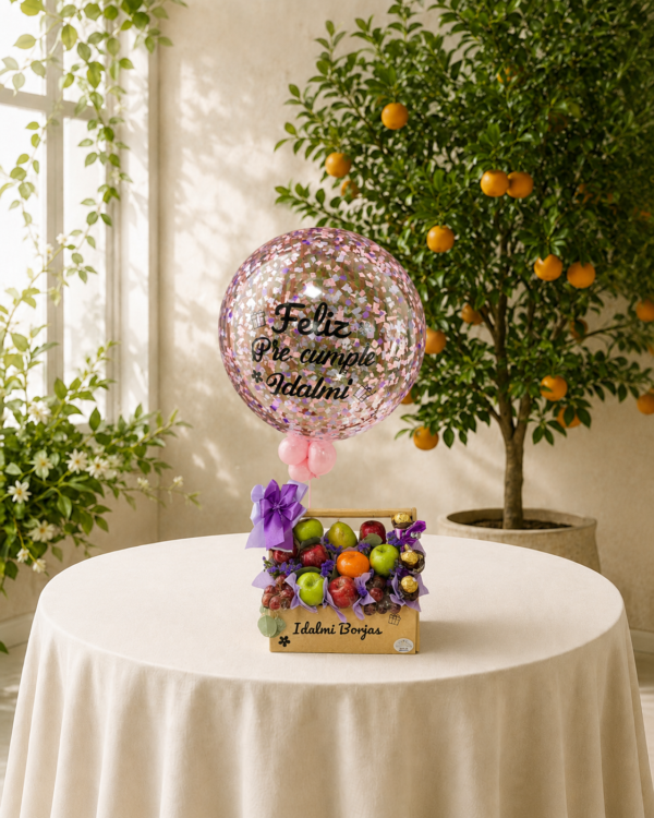 Caja de Frutas con Globo Burbuja