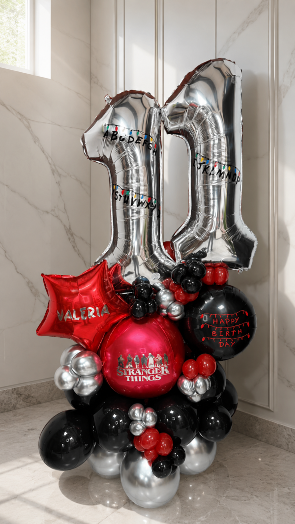 Bouquet de Globos Cumpleaños con Números Estilo Moderno