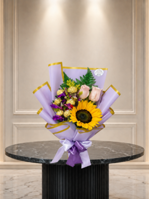 Ramo de Girasol con Chocolates y Rosas