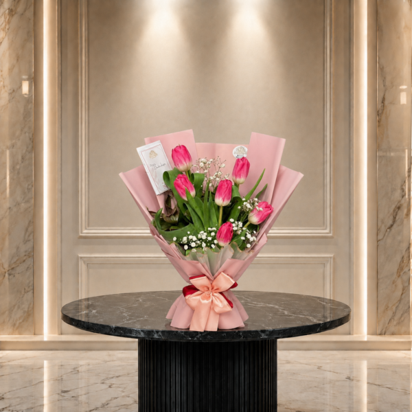 Ramos de flores (5) Ramo de Tulipanes Rosados Premium