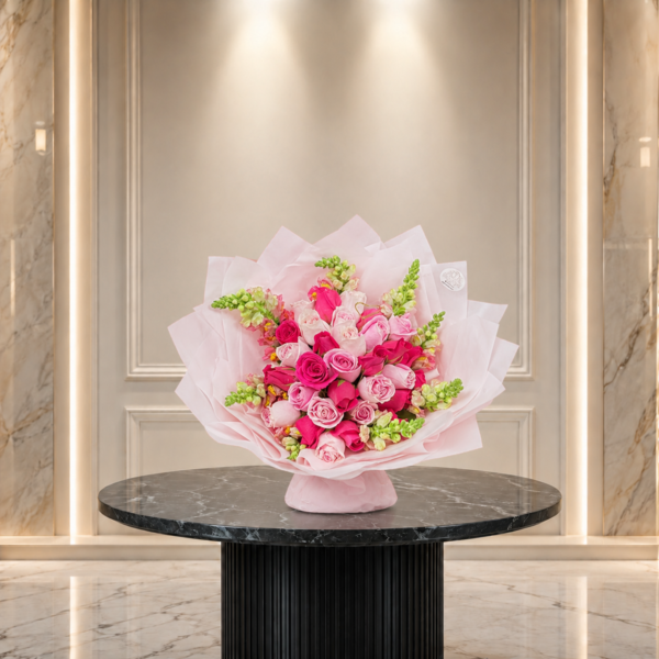 Ramo Rosado de Rosas y Flores Premium