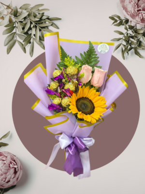 Ramo de Flores con Girasol y Chocolates