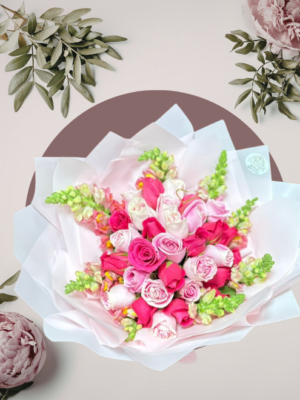 Ramo Rosado de Rosas y Flores Premium